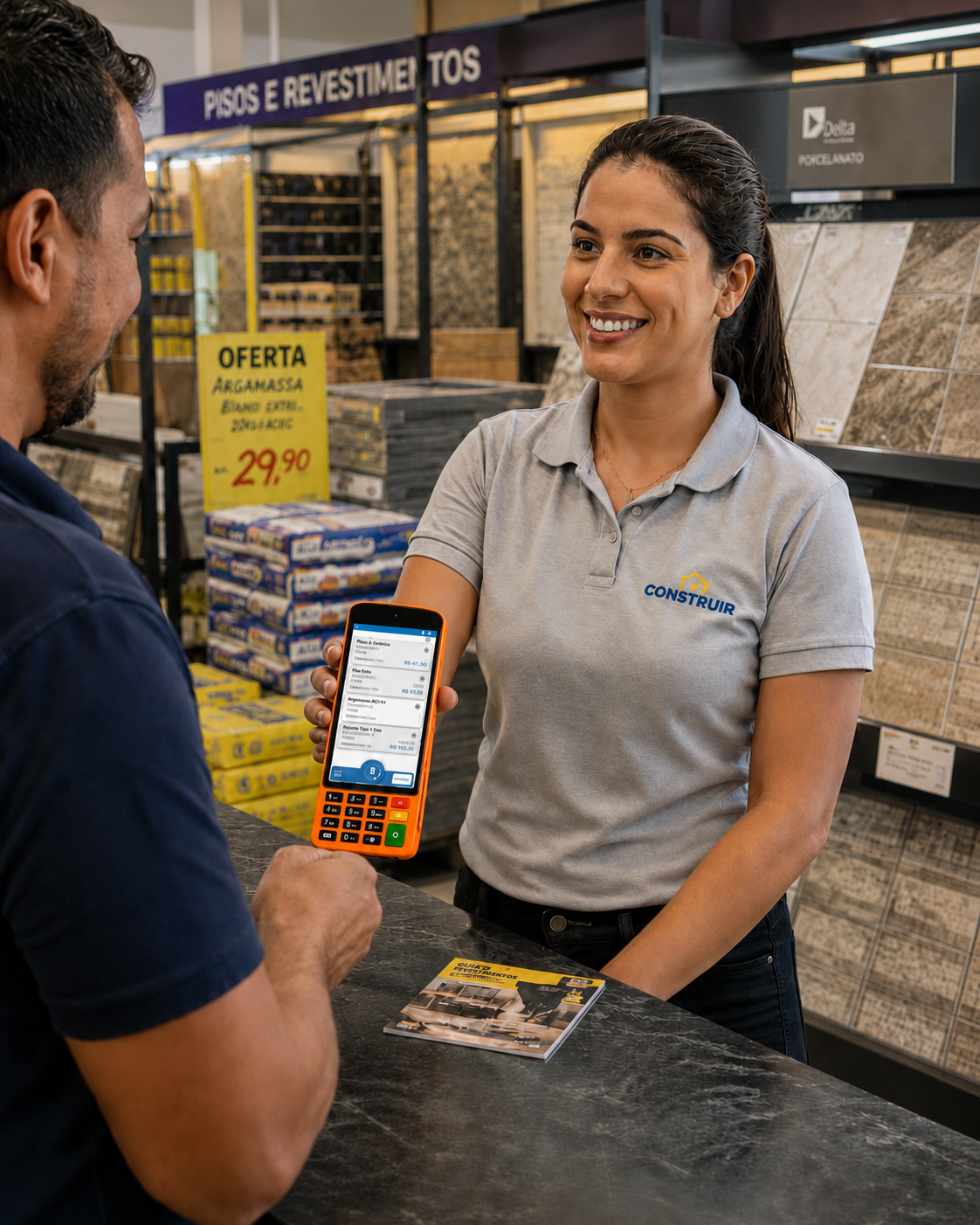 Atendimento em loja com terminal móvel